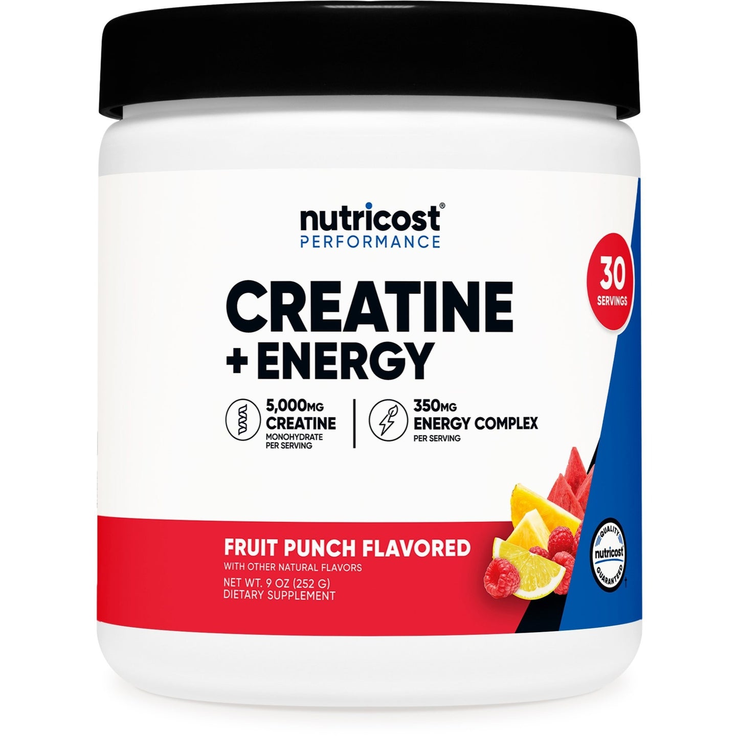 Nutricost Creatine Monohydrate + Energy Powder – Fruit Punch Flavor, 30 Servings
