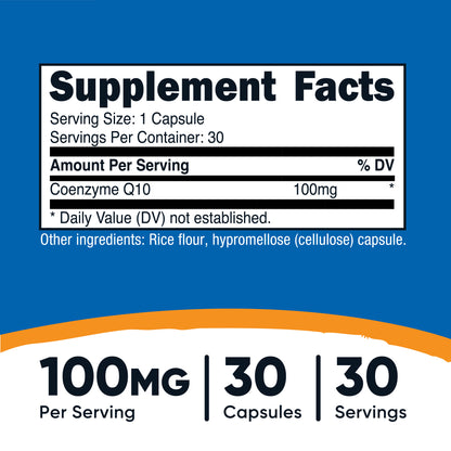 Nutricost CoQ10 100mg Capsules – Antioxidant Support for Energy & Heart Health