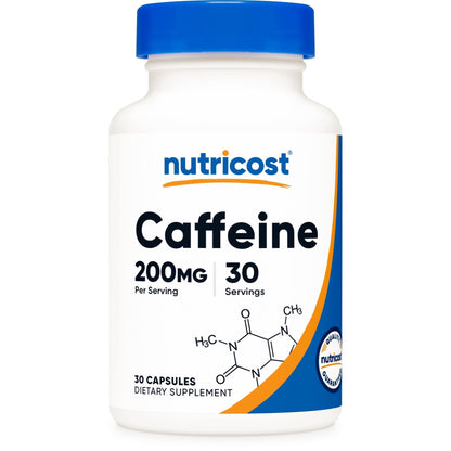 Nutricost Caffeine Capsules – 200mg per Serving, 30 Capsules