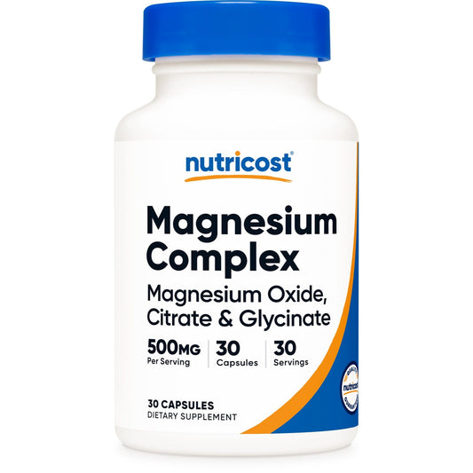 Nutricost Magnesium Complex – 500mg, 30 Capsules (Oxide, Citrate & Glycinate)