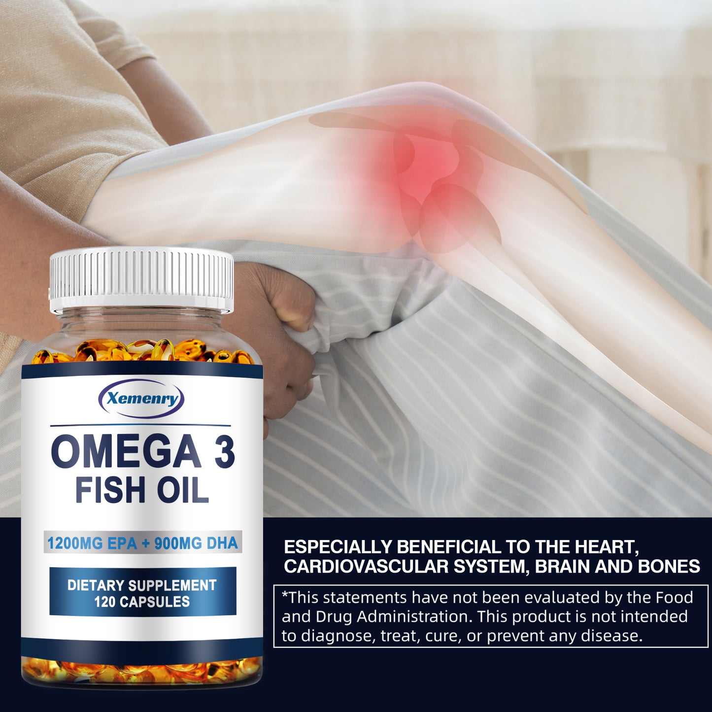 Omega 3 Fish Oil – EPA & DHA Support for Eye, Bone & Joint Health (120 Softgels)
