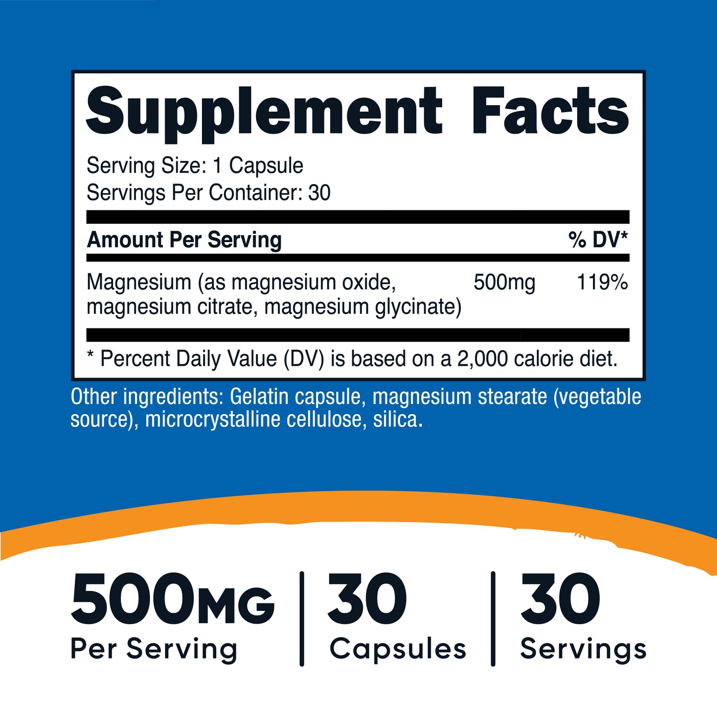 Nutricost Magnesium Complex – 500mg, 30 Capsules (Oxide, Citrate & Glycinate)