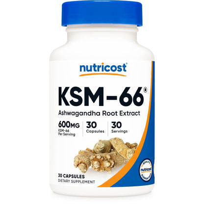 Nutricost KSM-66 Ashwagandha Capsules – 600mg per Serving, 30 Capsules