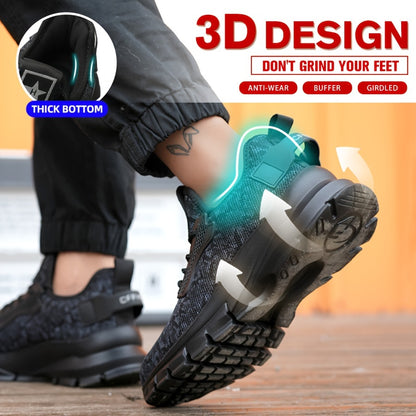 Men’s Plus Size Steel Toe Safety Shoes – Breathable, Puncture Proof, Non-Slip Work Shoes