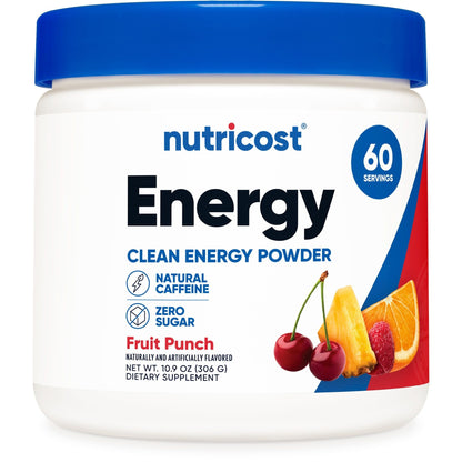 Nutricost Energy Complex Powder – Fruit Punch Flavor, 60 Servings (300g)
