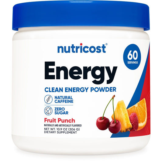 Nutricost Energy Complex Powder – Fruit Punch Flavor, 60 Servings (300g)