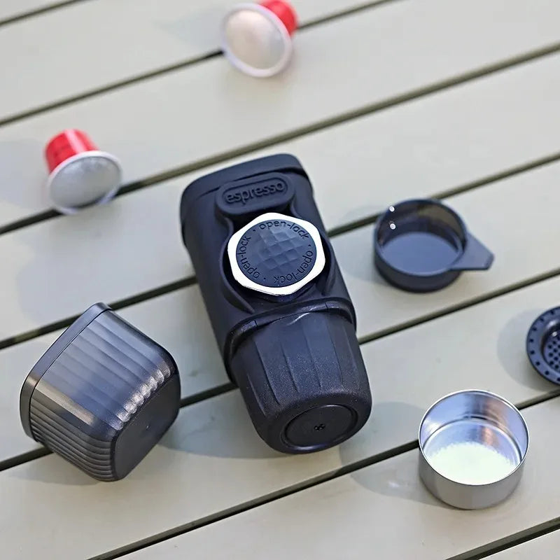 Outdoor Portable Hand Pressed Coffee Machine Camping Field Capsule Coffee Powder Home Travel Small Espresso Machine