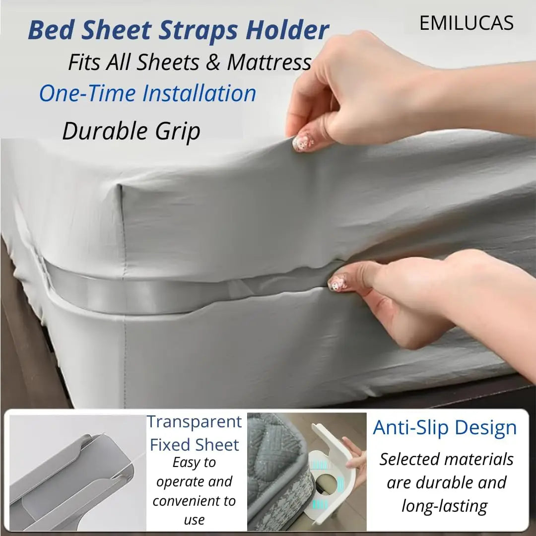 Universal Bedsheet Corner Tightener Clips – Invisible Heavy-Duty Mattress Sheet Holder Straps