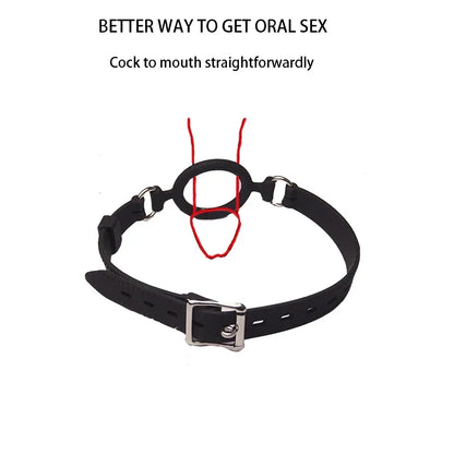 Silicone O-Ring Gag Strap – Adjustable Open Mouth Bite Gag for BDSM Roleplay & Couples Play