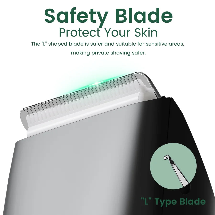 Men's Electric Groin & Body Shaver - Waterproof Dual Head Trimmer LED Light & Foil Blades