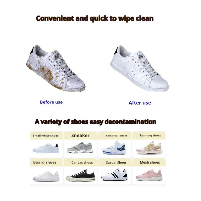 Shoes Cleaner Wipes for Sneakers – Portable Disposable Cleaning Cloths for White Shoes