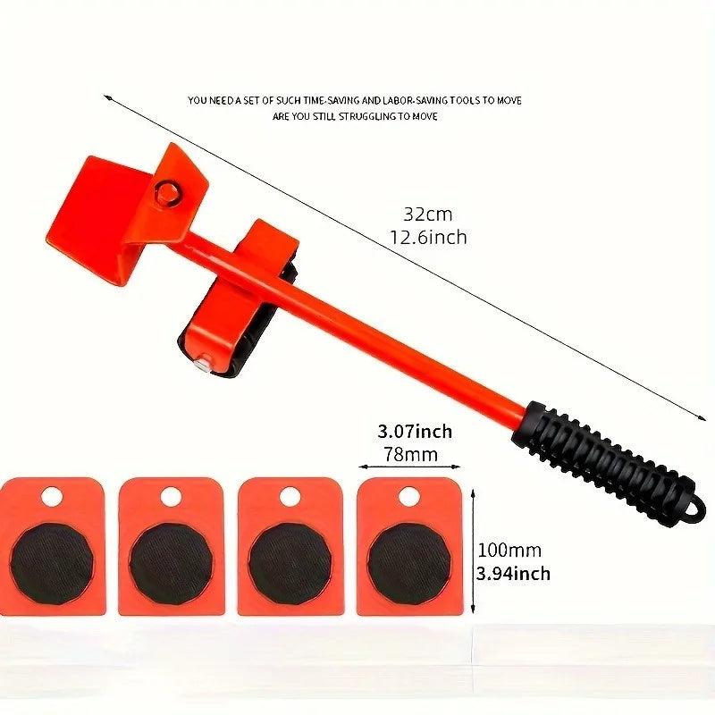 5-Piece Heavy Duty Furniture Moving Tool Set with Swivel Wheels – Easy Home Relocation