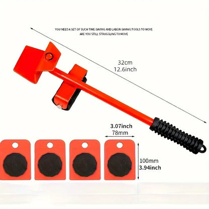 5-Piece Heavy Duty Furniture Moving Tool Set with Swivel Wheels – Easy Home Relocation