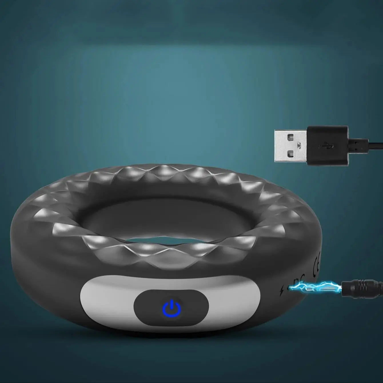 USB Rechargeable Silicone Cock Ring Vibrator Locks Toy