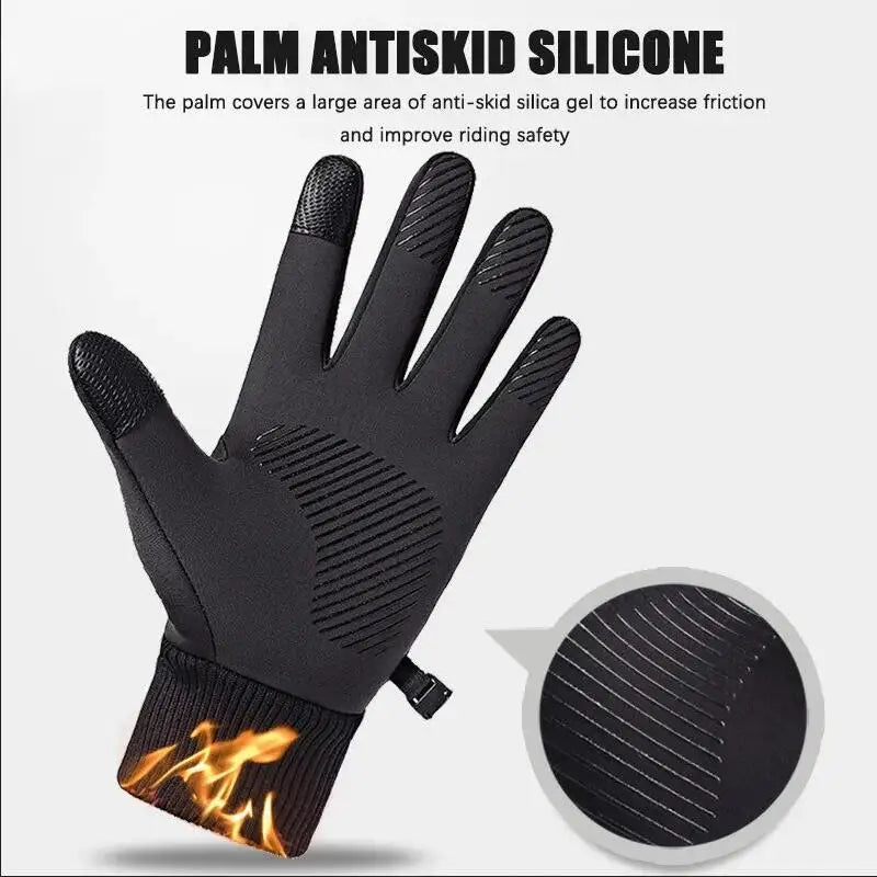 Winter Warm Waterproof Touch Screen Gloves – Full Finger Fleece Cycling, Running & Ski Gloves