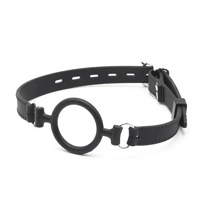Silicone O-Ring Gag Strap – Adjustable Open Mouth Bite Gag for BDSM Roleplay & Couples Play
