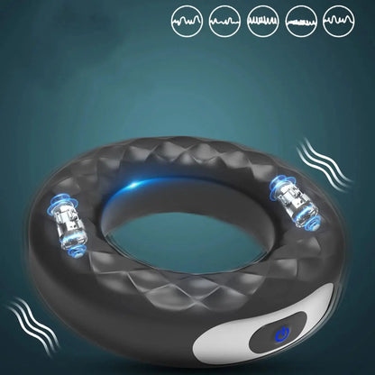 USB Rechargeable Silicone Cock Ring Vibrator Locks Toy
