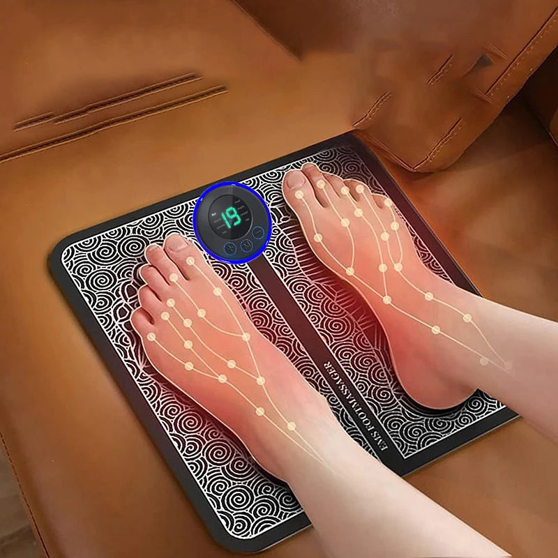 Foot Massager Sole Pad – EMS Muscle Stimulation with 8 Modes & 19 Levels, USB Rechargeable