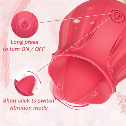 Rose Tongue Vibrator – G-Spot & Clitoral Oral-Style Stimulator (Adult 18+)
