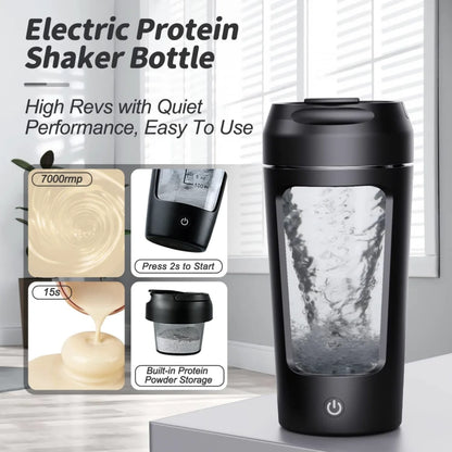 650ml USB Electric Protein Shaker Bottle – Rechargeable Automatic Mixing Cup for Gym & Fitness