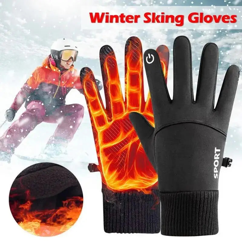 Winter Warm Waterproof Touch Screen Gloves – Full Finger Fleece Cycling, Running & Ski Gloves