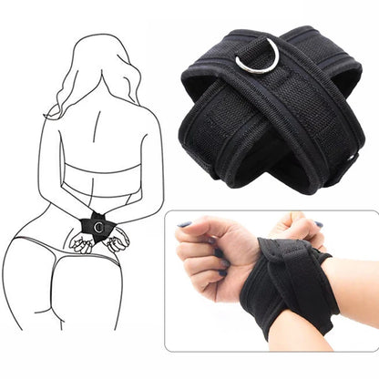BDSM Bondage Harness Set – Adjustable Wrist & Ankle Cuffs with Mouth Gag for Couples Roleplay