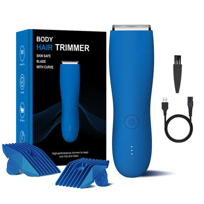 Men's Electric Groin & Body Shaver - Waterproof Dual Head Trimmer LED Light & Foil Blades