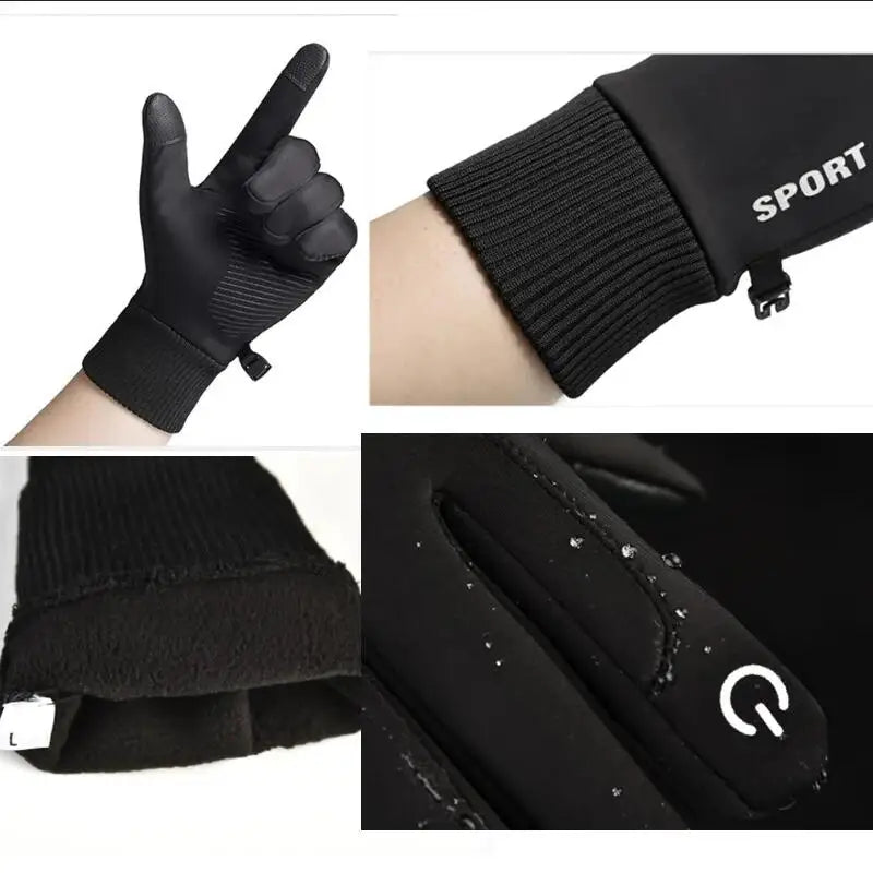 Winter Warm Waterproof Touch Screen Gloves – Full Finger Fleece Cycling, Running & Ski Gloves