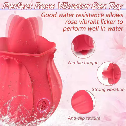 Rose Tongue Vibrator – G-Spot & Clitoral Oral-Style Stimulator (Adult 18+)
