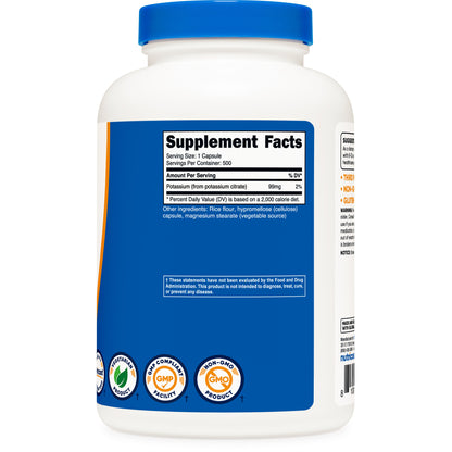 Nutricost Potassium Citrate 99mg – 500 Capsules