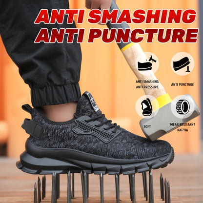 Men’s Plus Size Steel Toe Safety Shoes – Breathable, Puncture Proof, Non-Slip Work Shoes