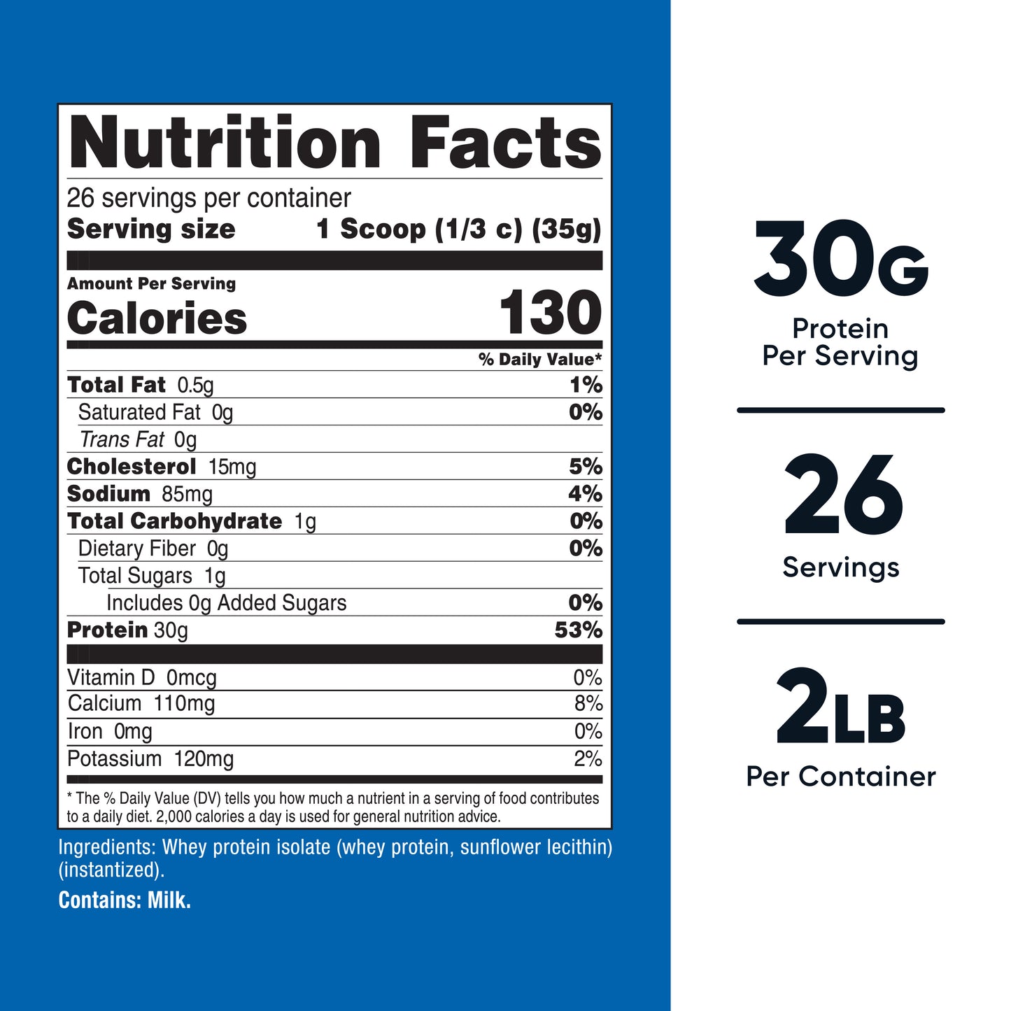 Nutricost Whey Protein Isolate – Unflavored, 2 lbs