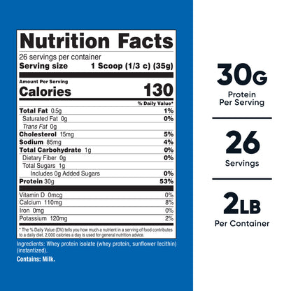 Nutricost Whey Protein Isolate – Unflavored, 2 lbs