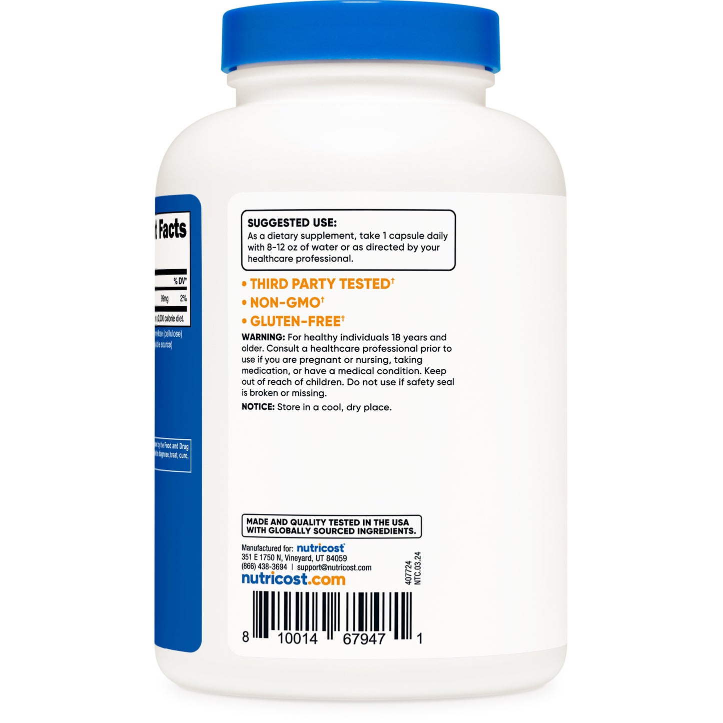 Nutricost Potassium Citrate 99mg – 500 Capsules