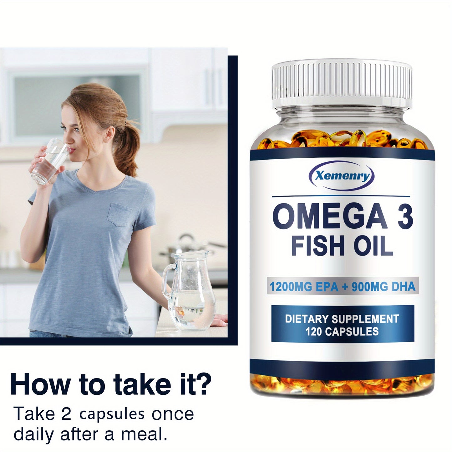 Omega 3 Fish Oil – EPA & DHA Support for Eye, Bone & Joint Health (120 Softgels)